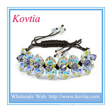 Fashion jewelry red yellow green crystal shamballa bracelet